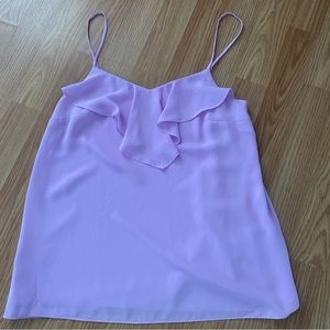 Lilly Pulitzer Karmen Cami Tank Top Lilac Freesia XXS Goldtone Ruffle